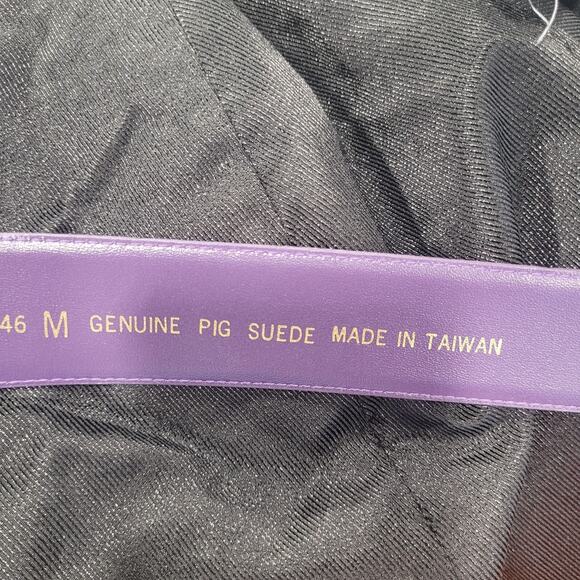 Vintage Sostanza Belt Medium Purple Suede Leather Wide Embroidered‎ Boho 80s